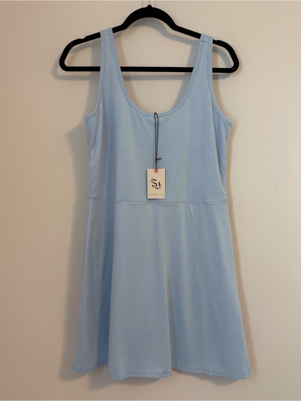 Sincerly Jules Sky Blue Tank active dress with built in bike shorts, NWT size XL